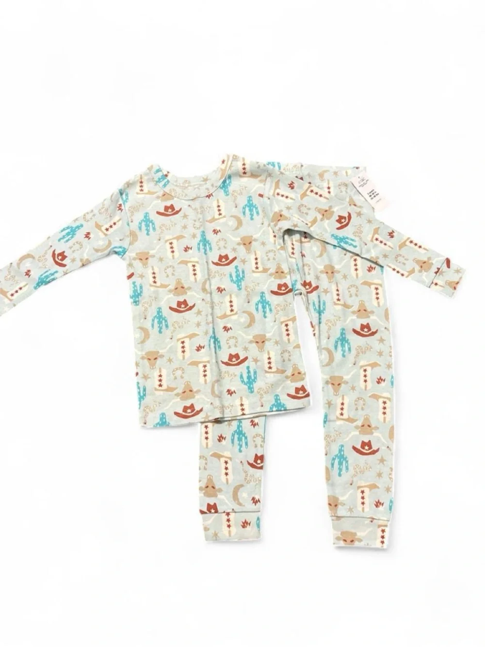 GAP Kids Western Print Pajama Set - Cream, Light Blue, Brown
